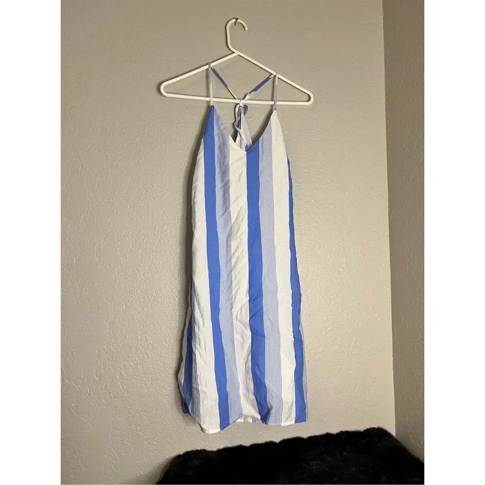 Lulu's Blue and white Sundress with Tie Size M - Picture 1 of 5